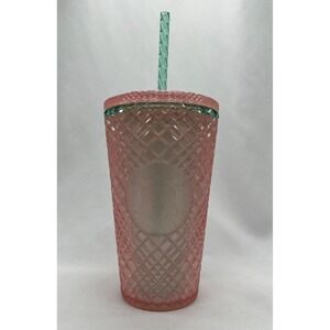 Starbucks 2023‎ 16oz Iridescent Bubblegum Grid Pink Green Tumbler New